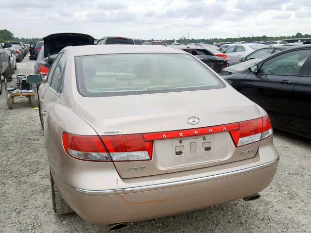 KMHFC46F16A121963 - 2006 HYUNDAI AZERA SE BEIGE photo 3