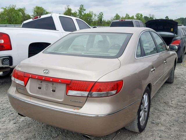 KMHFC46F16A121963 - 2006 HYUNDAI AZERA SE BEIGE photo 4