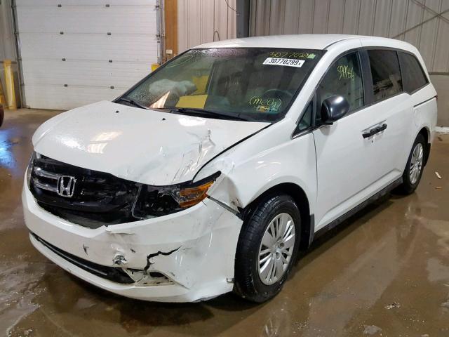 5FNRL5H25EB116448 - 2014 HONDA ODYSSEY LX WHITE photo 2