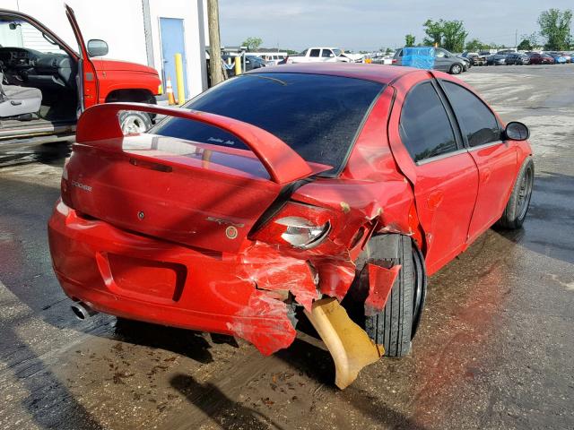 1B3ES66S44D536204 - 2004 DODGE NEON SRT-4 RED photo 4