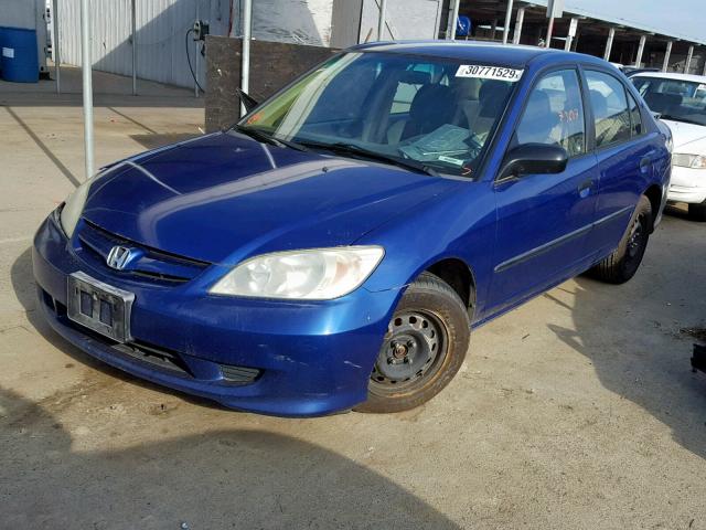 1HGES16365L025144 - 2005 HONDA CIVIC DX V BLUE photo 2