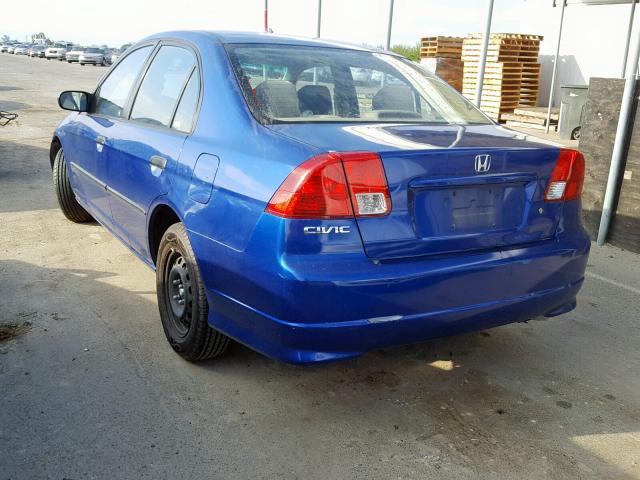 1HGES16365L025144 - 2005 HONDA CIVIC DX V BLUE photo 3