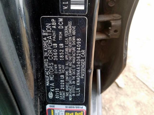 KNADN4A34D6294098 - 2013 KIA RIO EX  photo 10