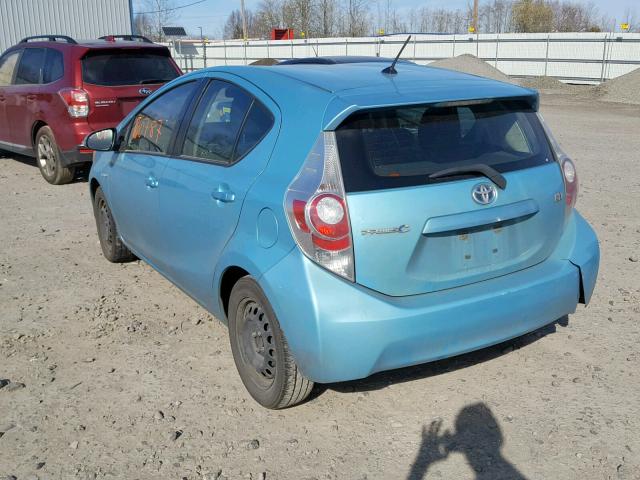 JTDKDTB31E1062112 - 2014 TOYOTA PRIUS C BLUE photo 3