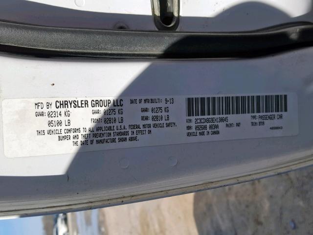 2C3CDXBG9EH130645 - 2014 DODGE CHARGER SE WHITE photo 10