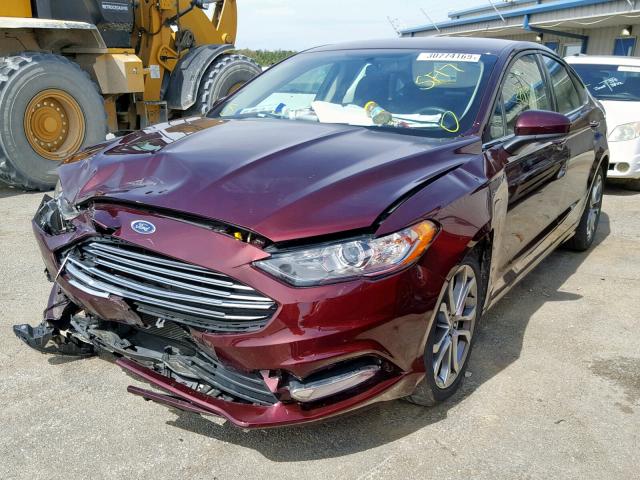 3FA6P0G78HR226569 - 2017 FORD FUSION S BURGUNDY photo 2