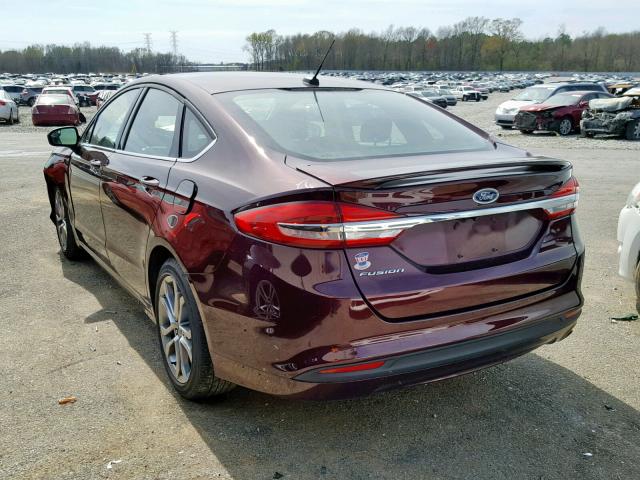 3FA6P0G78HR226569 - 2017 FORD FUSION S BURGUNDY photo 3