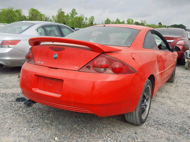 1ZWHT61L425608575 - 2002 MERCURY COUGAR V6 RED photo 4