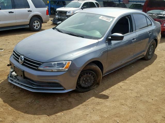 3VW1K7AJ9FM345609 - 2015 VOLKSWAGEN JETTA BASE GRAY photo 2