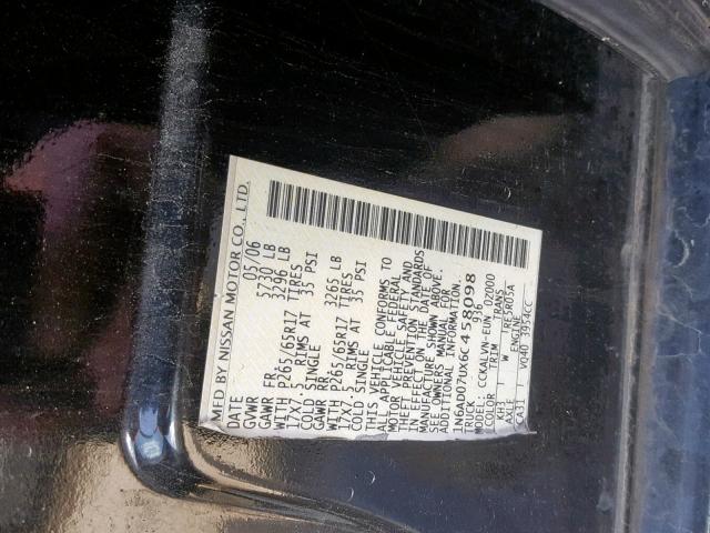 1N6AD07UX6C458098 - 2006 NISSAN FRONTIER C BLACK photo 10