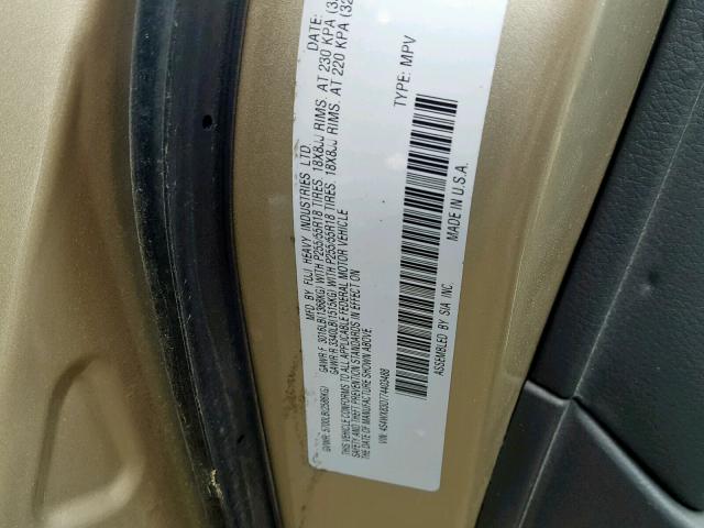 4S4WX83D774403488 - 2007 SUBARU B9 TRIBECA GOLD photo 10