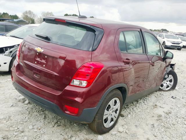 3GNCJKSB8HL170326 - 2017 CHEVROLET TRAX LS RED photo 4