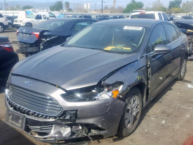 3FA6P0G78ER244548 - 2014 FORD FUSION S GRAY photo 2