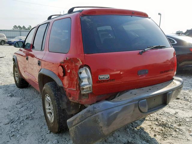 1B4HR38N42F152533 - 2002 DODGE DURANGO SP RED photo 3