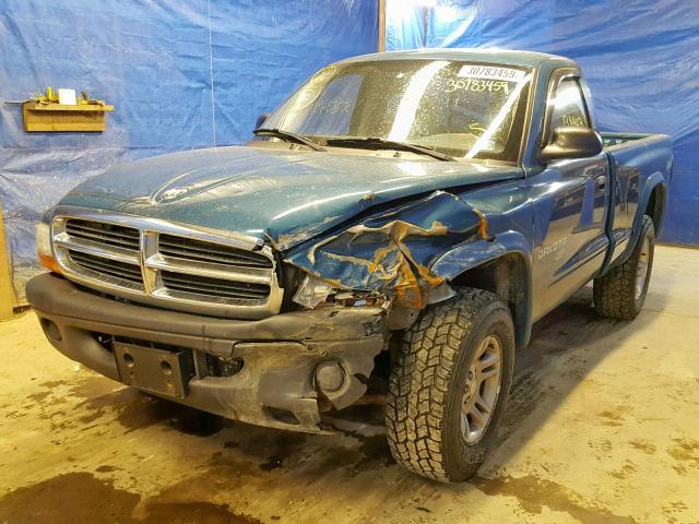 1D7GG16K64S561635 - 2004 DODGE DAKOTA SXT BLUE photo 2