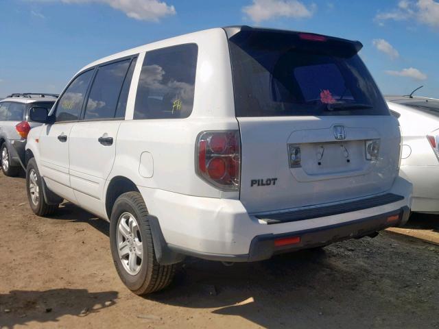 5FNYF28137B017994 - 2007 HONDA PILOT LX WHITE photo 3