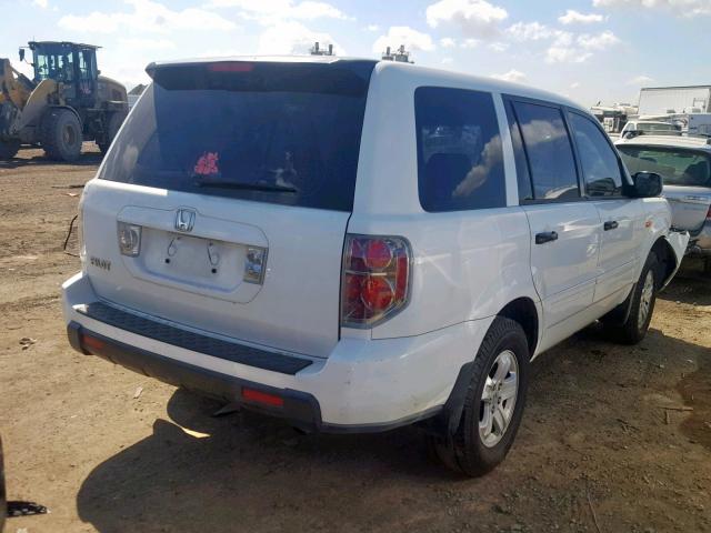 5FNYF28137B017994 - 2007 HONDA PILOT LX WHITE photo 4