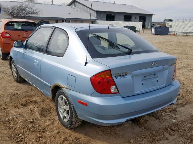 KMHCG35CX5U361759 - 2005 HYUNDAI ACCENT GS BLUE photo 3