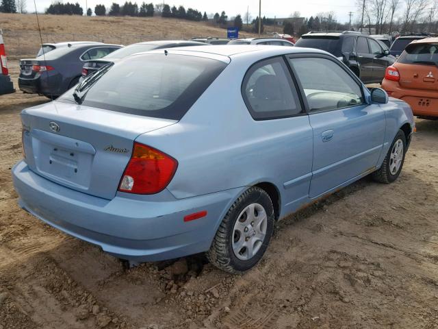 KMHCG35CX5U361759 - 2005 HYUNDAI ACCENT GS BLUE photo 4