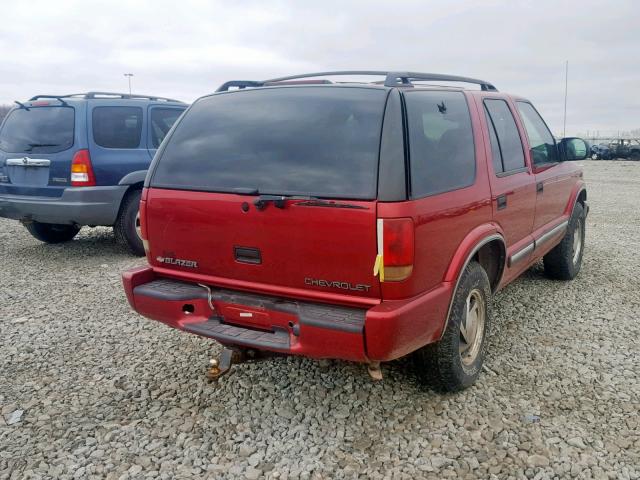 1GNDT13W412209754 - 2001 CHEVROLET BLAZER RED photo 4