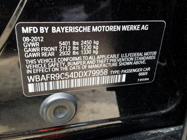 WBAFR9C54DDX79958 - 2013 BMW 550 I BLACK photo 10