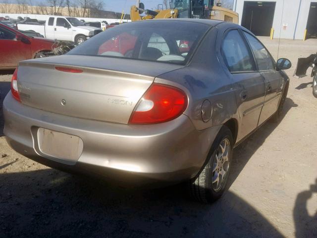 1B3ES46C01D236538 - 2001 DODGE NEON SE BEIGE photo 4