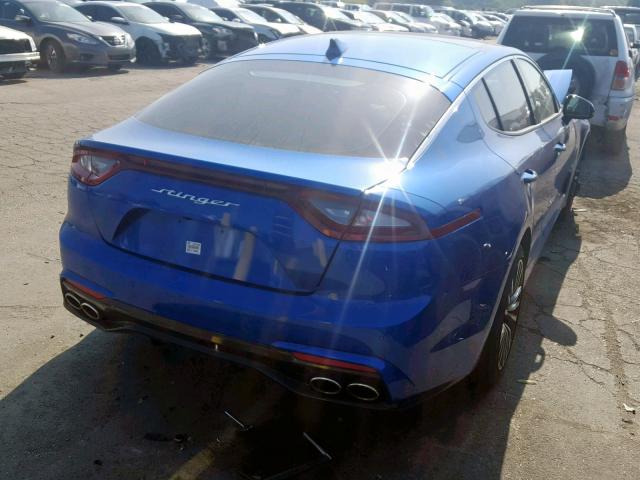 KNAE25LA6J6014448 - 2018 KIA STINGER PR BLUE photo 4