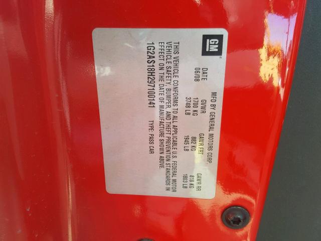 1G2AS18H297100141 - 2009 PONTIAC G5 RED photo 10