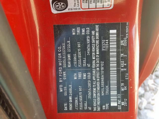 NM0LS6BN8AT018102 - 2010 FORD TRANSIT CO RED photo 10