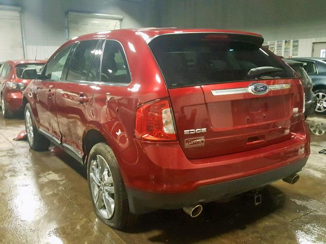 2FMDK3KC9EBA06482 - 2014 FORD EDGE LIMIT MAROON photo 3