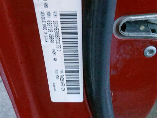 1B3HB28B87D317513 - 2007 DODGE CALIBER RED photo 10