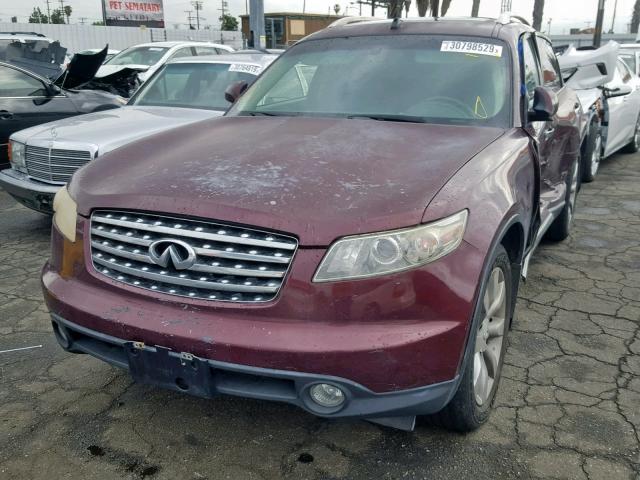 JNRAS08UX4X108533 - 2004 INFINITI FX35 BURGUNDY photo 2