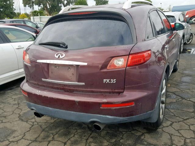 JNRAS08UX4X108533 - 2004 INFINITI FX35 BURGUNDY photo 4