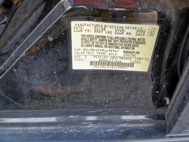 3N1AB61E58L692947 - 2008 NISSAN SENTRA 2.0 BLACK photo 10