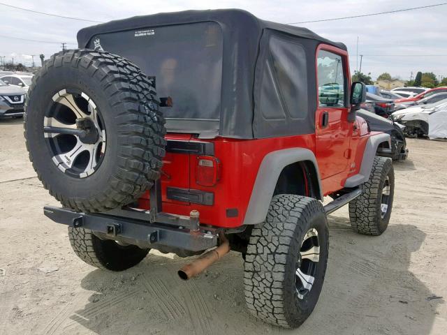 1J4FA49S45P348010 - 2005 JEEP WRANGLER / RED photo 4