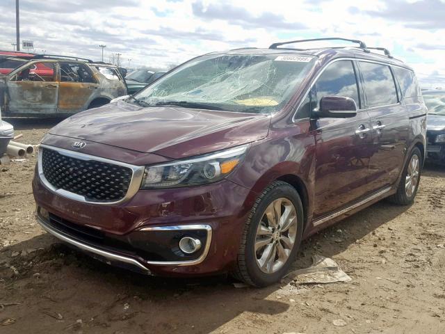 KNDME5C16G6145622 - 2016 KIA SEDONA SXL MAROON photo 2