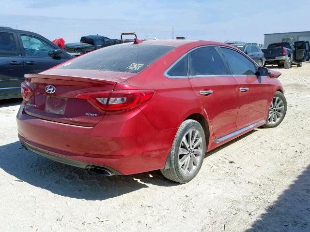 5NPE34AF8HH566901 - 2017 HYUNDAI SONATA SPO RED photo 4