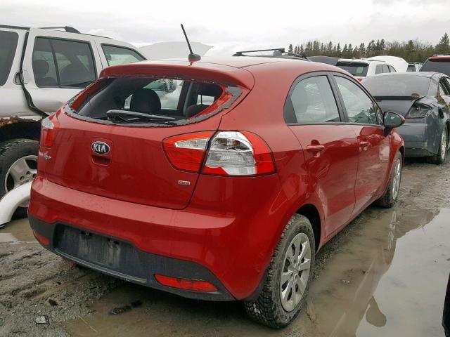 KNADM5A31F6969014 - 2015 KIA RIO LX RED photo 4