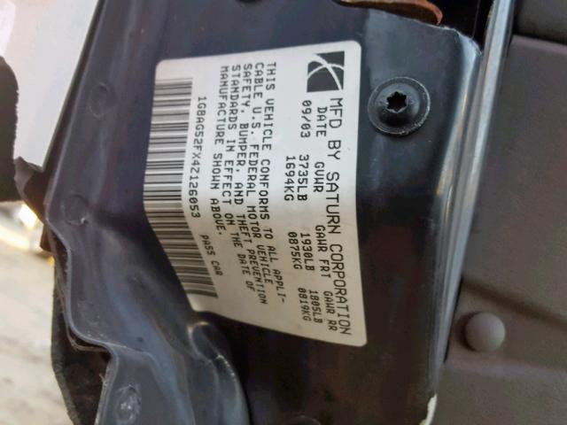 1G8AG52FX4Z126053 - 2004 SATURN ION LEVEL SILVER photo 10