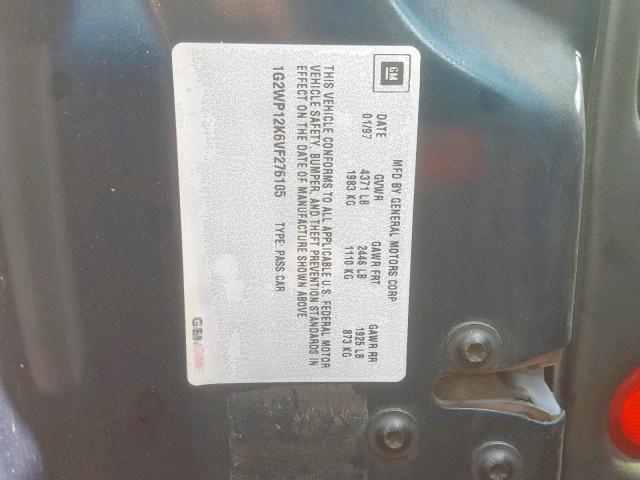 1G2WP12K6VF276105 - 1997 PONTIAC GRAND PRIX GREEN photo 10