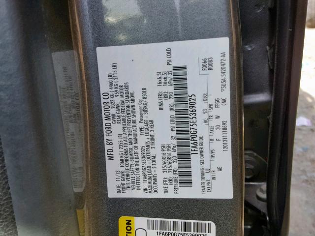 1FA6P0G75E5369025 - 2014 FORD FUSION S SILVER photo 10