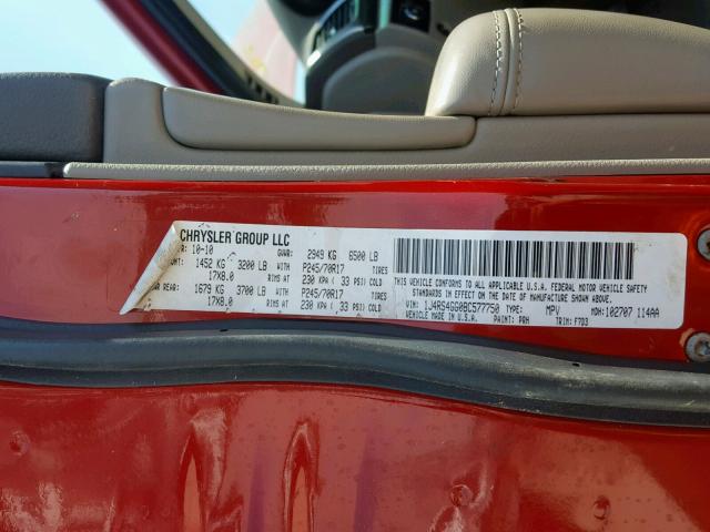 1J4RS4GG0BC577750 - 2011 JEEP GRAND CHER RED photo 10