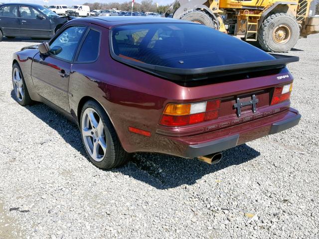 WP0AB0945JN470369 - 1988 PORSCHE 944 BURGUNDY photo 3