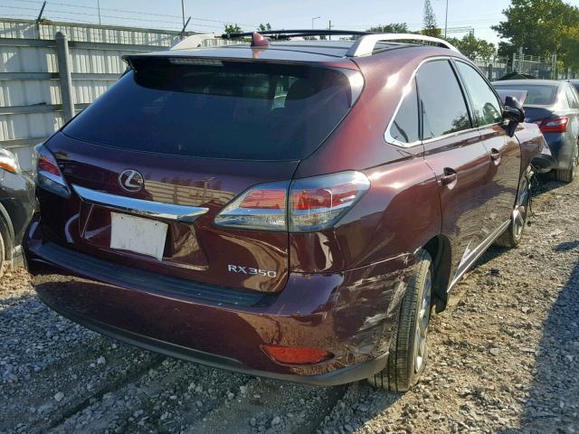 2T2ZK1BA2FC170013 - 2015 LEXUS RX 350 MAROON photo 4