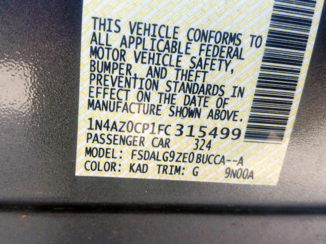 1N4AZ0CP1FC315499 - 2015 NISSAN LEAF S GRAY photo 10