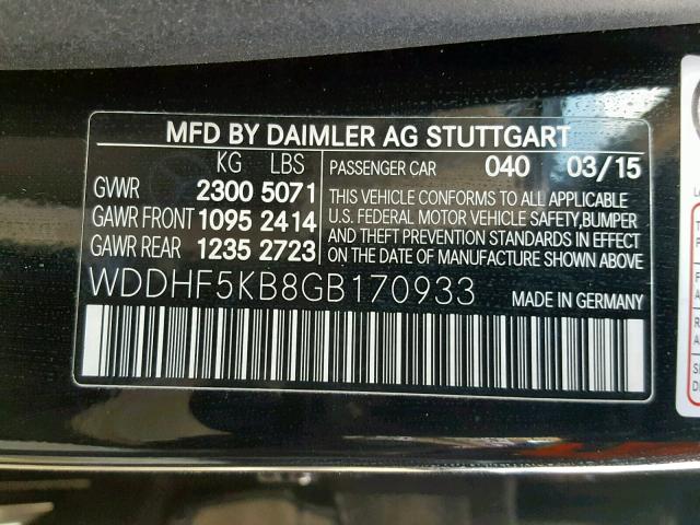 WDDHF5KB8GB170933 - 2016 MERCEDES-BENZ E 350 BLACK photo 10