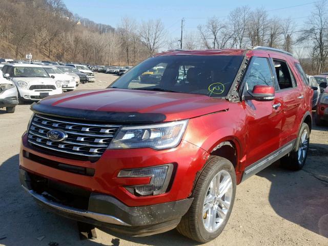 1FM5K8F86JGA91064 - 2018 FORD EXPLORER L RED photo 2