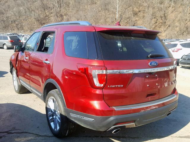 1FM5K8F86JGA91064 - 2018 FORD EXPLORER L RED photo 3