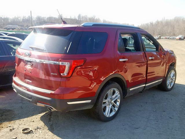 1FM5K8F86JGA91064 - 2018 FORD EXPLORER L RED photo 4