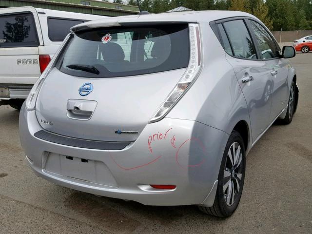 1N4AZ0CPXFC334519 - 2015 NISSAN LEAF S SILVER photo 4